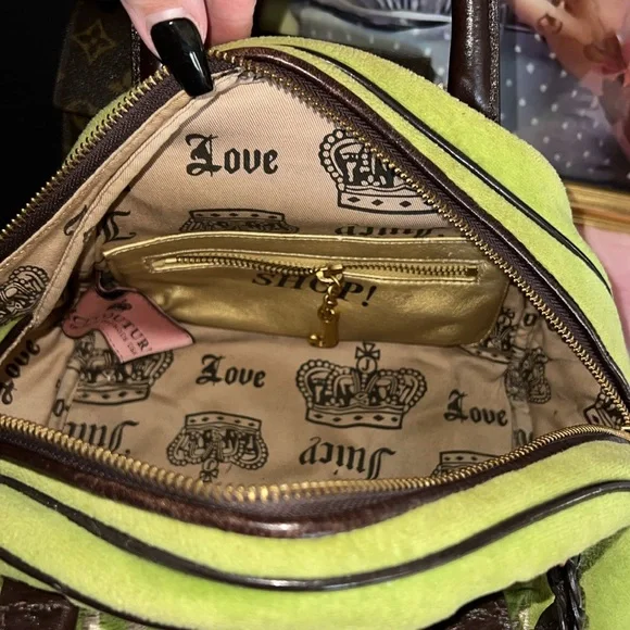 Y2k VINTAGE 💚Juicy Couture Green bowler Handbag with charm💚🤎 - Picture 10 of 15